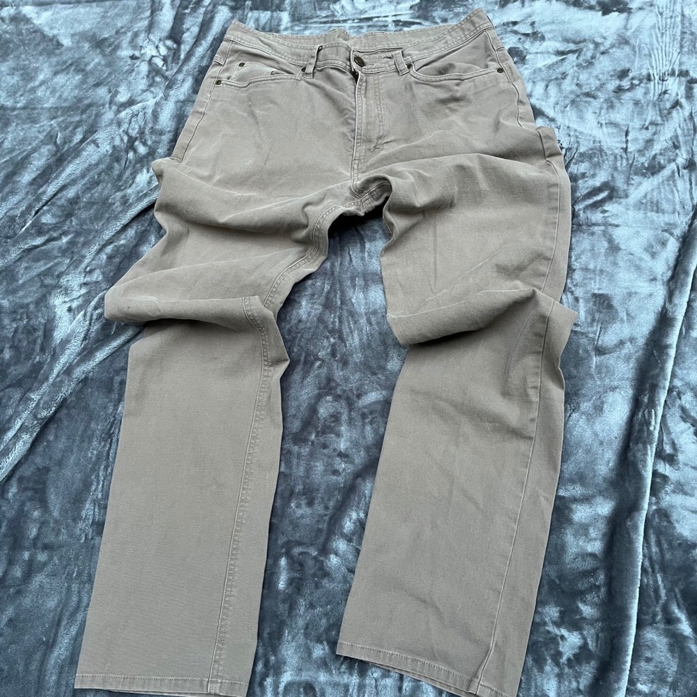 GenTeal Mens 34x34 Five Pocket Stretch Canvas Pants Taupe Grey Straight Leg